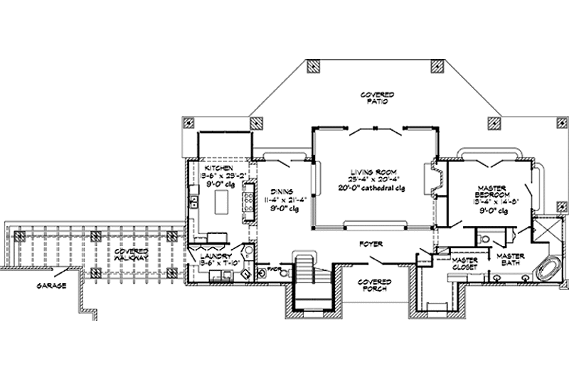 Architectural House Design - Floor Plan - Main Floor for Country House Plan #140-182 - 2 bed, 3.5 bath