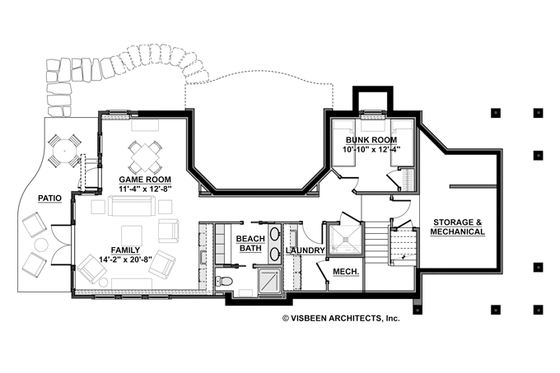 Floor Plan - Lower Floor for Craftsman House Plan #928-272 - 4 bed, 2.5 bath