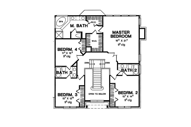 House Blueprint - Floor Plan - Upper Floor for European House Plan #472-120 - 4 bed, 3.5 bath