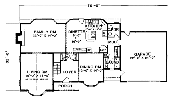Dream House Plan - Country Floor Plan - Main Floor Plan #1001-128