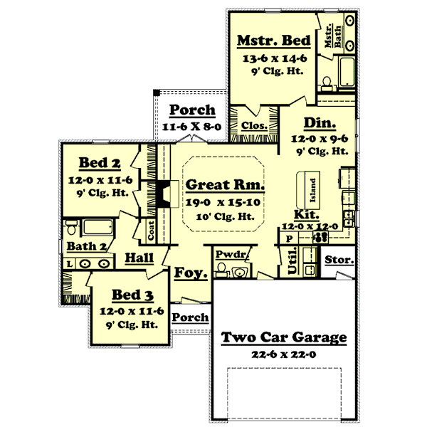 House Design - Country Floor Plan - Main Floor Plan #430-20