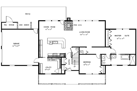 Floor Plan - Main Floor for Colonial House Plan #60-896 - 4 bed, 2 bath