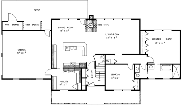 Architectural House Design - Colonial Floor Plan - Main Floor Plan #60-896