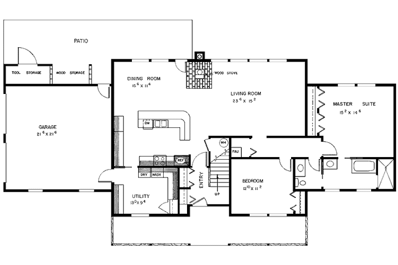 Home Plan - Floor Plan - Main Floor for Colonial House Plan #60-896 - 4 bed, 2 bath