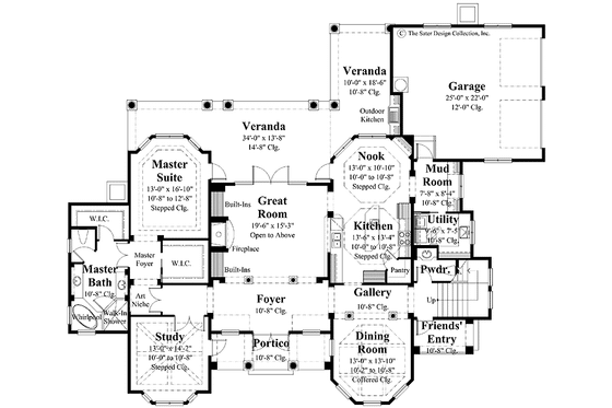 Floor Plan - Main Floor for Mediterranean House Plan #930-278 - 4 bed, 4.5 bath