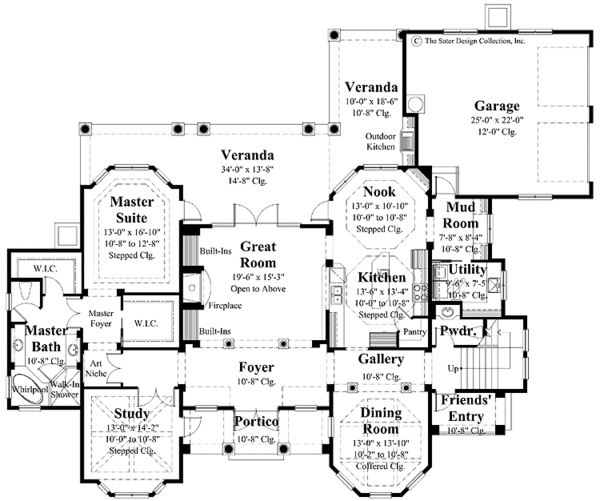 House Plan Design - Mediterranean Floor Plan - Main Floor Plan #930-278