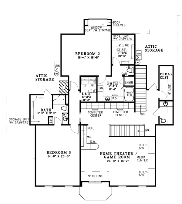 Architectural House Design - Traditional Floor Plan - Upper Floor Plan #17-2840