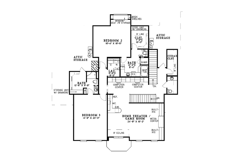 Home Plan - Floor Plan - Upper Floor for Traditional House Plan #17-2840 - 4 bed, 4 bath