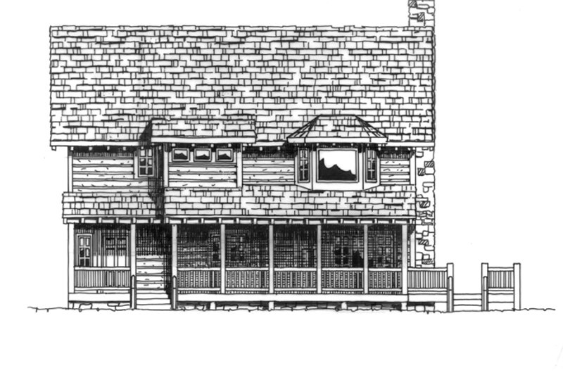 Home Plan - Exterior - Rear Elevation for Log House Plan #942-18 - 3 bed, 3 bath