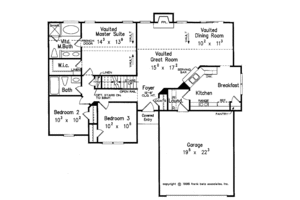 Floor Plan - Main Floor for Colonial House Plan #927-388 - 3 bed, 2 bath