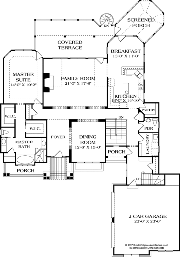 House Plan Design - Craftsman Floor Plan - Main Floor Plan #453-566