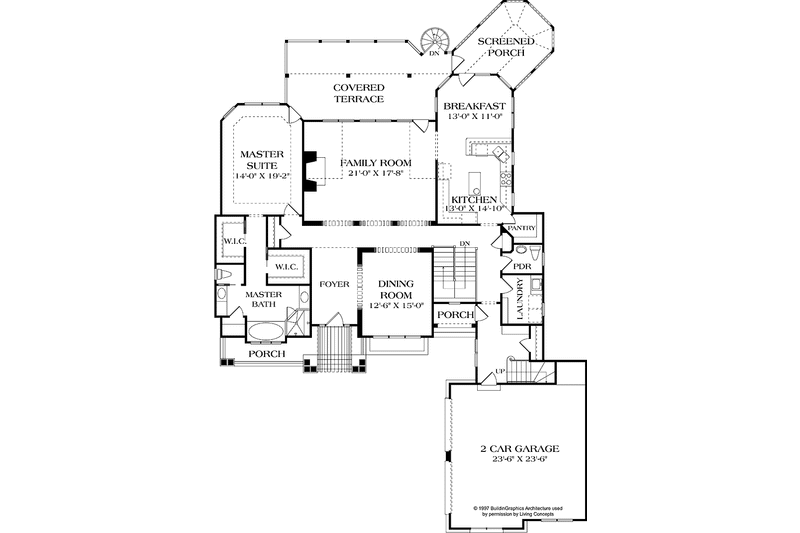 House Blueprint - Floor Plan - Main Floor for Craftsman House Plan #453-566 - 4 bed, 4.5 bath