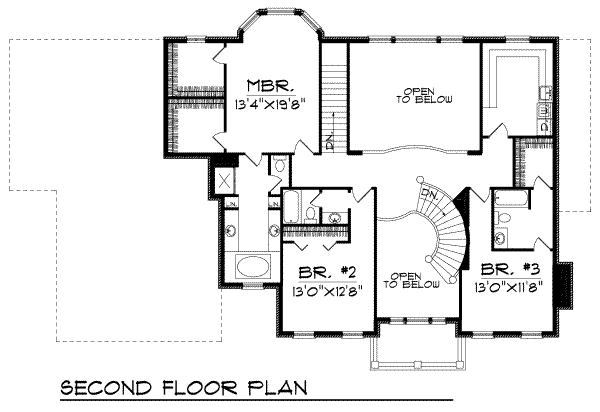 Architectural House Design - Traditional Floor Plan - Upper Floor Plan #70-541