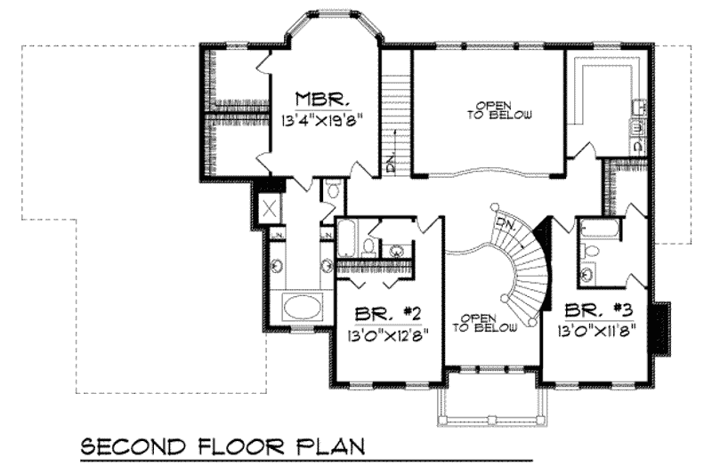 Dream House Plan - Floor Plan - Upper Floor for Traditional House Plan #70-541 - 3 bed, 4 bath