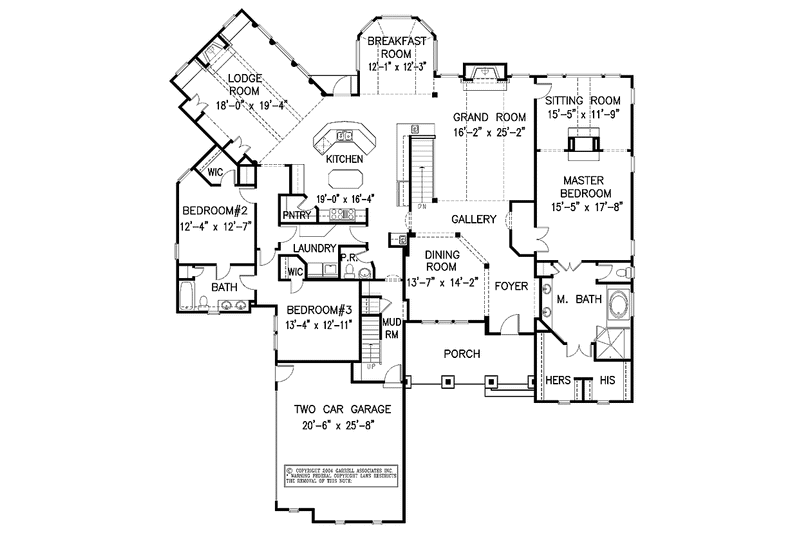 House Blueprint - Floor Plan - Main Floor for Country House Plan #54-271 - 3 bed, 2.5 bath