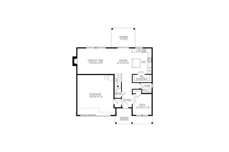 House Design - Floor Plan - Main Floor for Craftsman House Plan #53-715 - 4 bed, 2.5 bath
