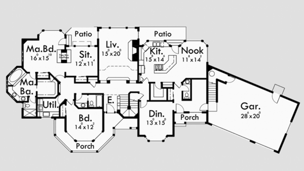 Architectural House Design - Country Floor Plan - Main Floor Plan #303-472