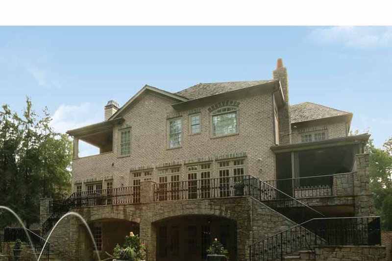 Home Plan - Exterior - Rear Elevation for European House Plan #54-349 - 4 bed, 3.5 bath