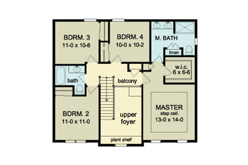 Dream House Plan - Floor Plan - Upper Floor for Colonial House Plan #1010-35 - 4 bed, 2.5 bath