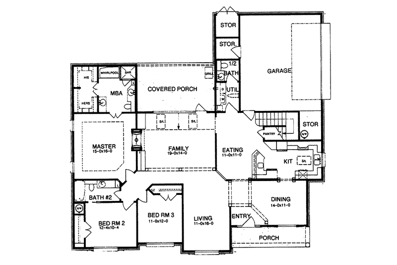 House Blueprint - Floor Plan - Main Floor for Traditional House Plan #15-322 - 3 bed, 3 bath