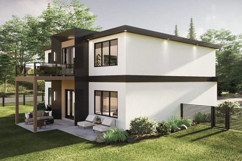 House Plan Design - Exterior - Rear Elevation 1 for Modern House Plan #455-733 - 3 bed, 2.5 bath