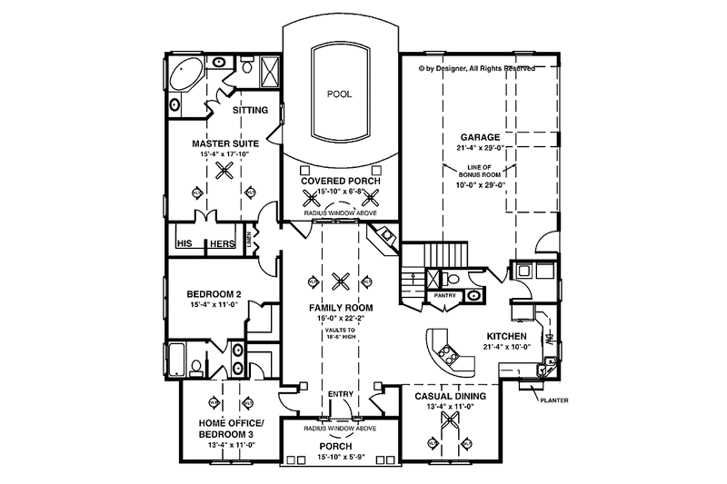 Architectural House Design - Floor Plan - Main Floor for Traditional House Plan #56-667 - 3 bed, 2.5 bath