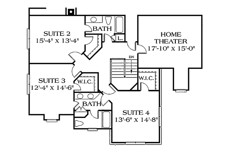 Architectural House Design - Floor Plan - Upper Floor for Victorian House Plan #453-232 - 4 bed, 3.5 bath