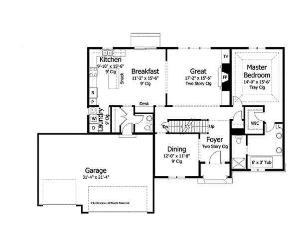 Dream House Plan - Colonial Floor Plan - Main Floor Plan #51-1034