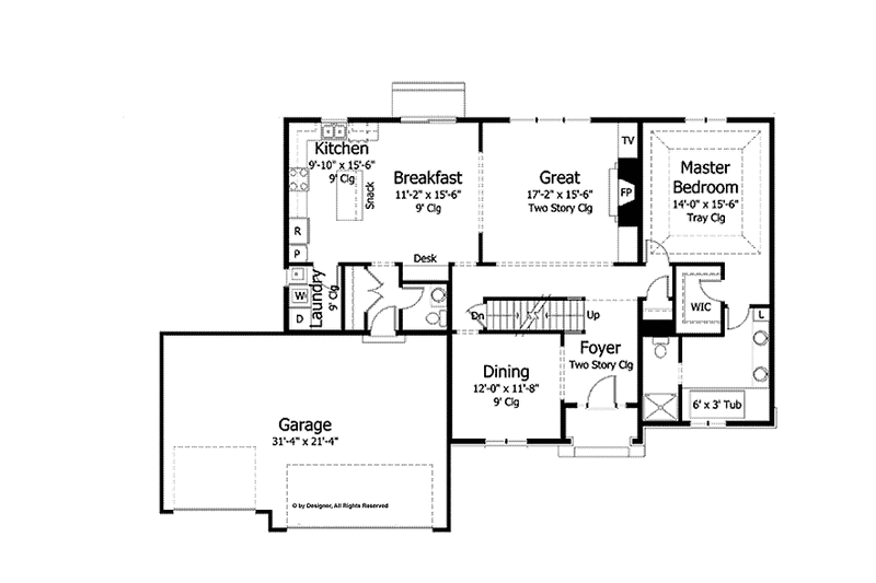 Home Plan - Floor Plan - Main Floor for Colonial House Plan #51-1034 - 4 bed, 2.5 bath
