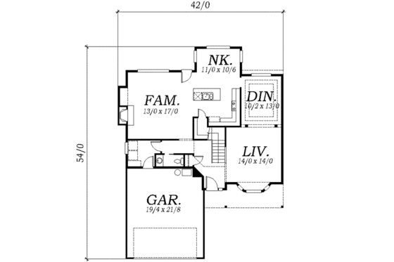 Floor Plan - Main Floor for Traditional House Plan #130-110 - 3 bed, 2.5 bath