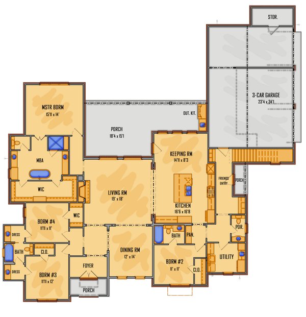 Architectural House Design - Traditional Floor Plan - Main Floor Plan #1081-6