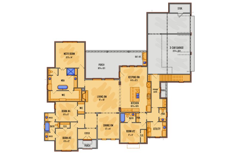 Dream House Plan - Floor Plan - Main Floor for Traditional House Plan #1081-6 - 4 bed, 3.5 bath