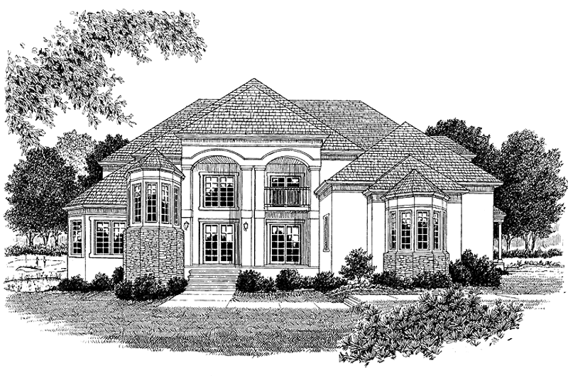 Architectural House Design - Exterior - Front Elevation 3 for Mediterranean House Plan #453-148 - 4 bed, 4 bath
