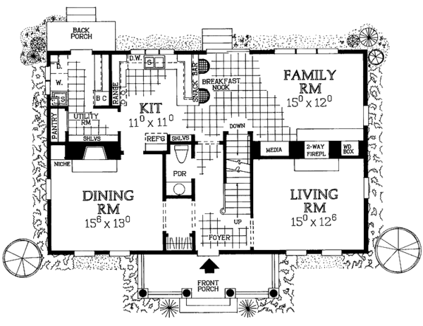 Architectural House Design - Classical Floor Plan - Main Floor Plan #72-983