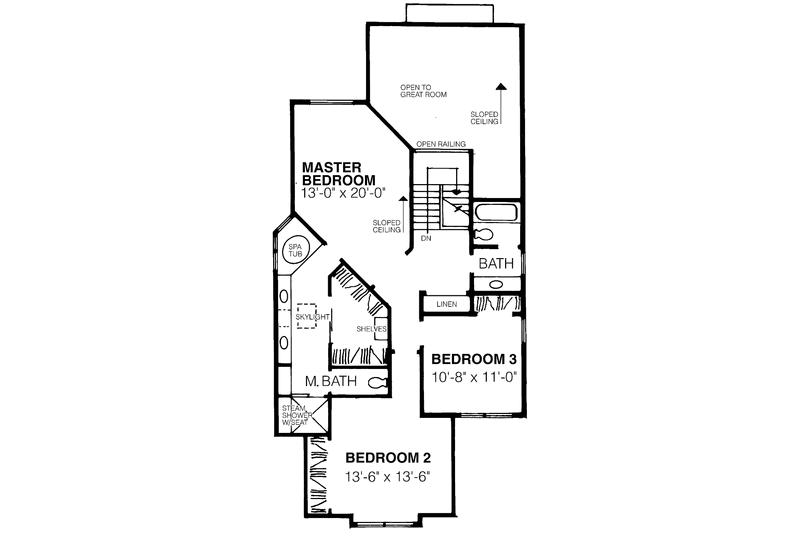 Dream House Plan - Floor Plan - Upper Floor for Contemporary House Plan #320-1193 - 3 bed, 4 bath