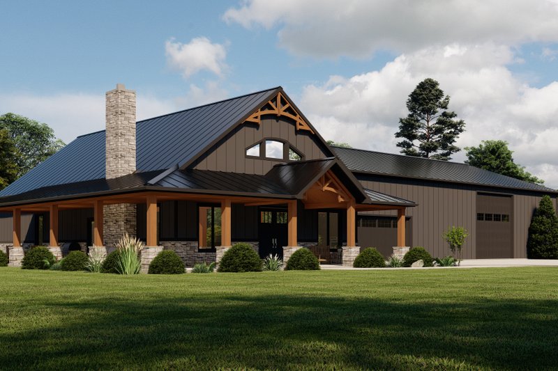 Home Plan - Exterior - Front Elevation 3 for Barndominium House Plan #1064-198 - 2 bed, 2.5 bath