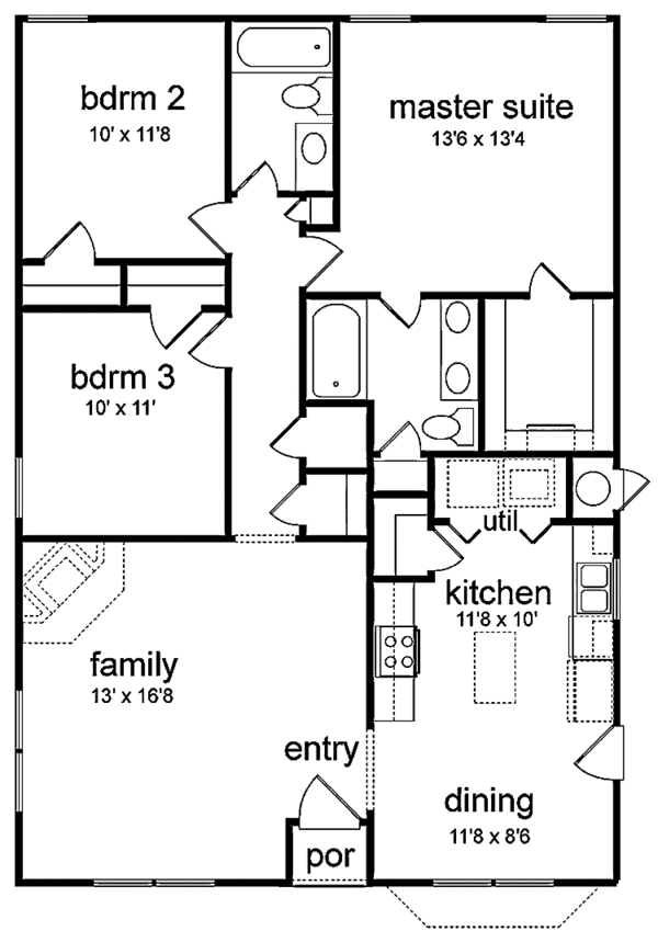 House Design - Colonial Floor Plan - Main Floor Plan #84-654