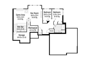 Floor Plan - Lower Floor for Ranch House Plan #51-497 - 3 bed, 2.5 bath