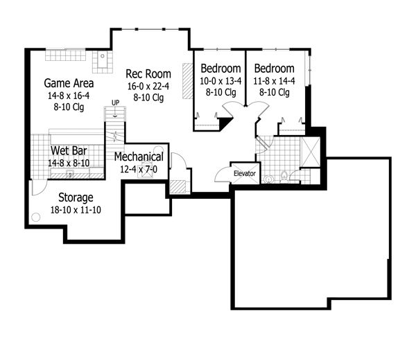 Ranch Floor Plan - Lower Floor Plan #51-497