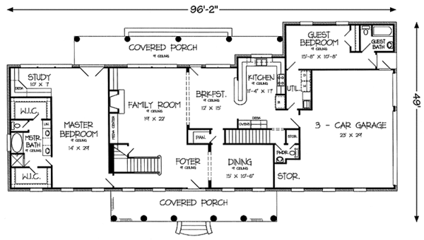 House Plan Design - Country Floor Plan - Main Floor Plan #968-39