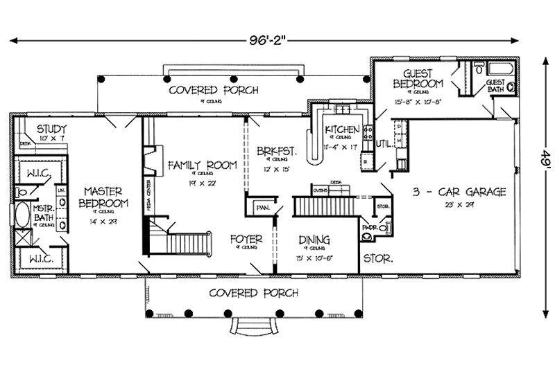 Dream House Plan - Floor Plan - Main Floor for Country House Plan #968-39 - 7 bed, 4.5 bath