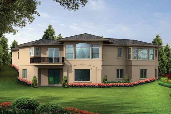 Exterior - Rear Elevation for Mediterranean House Plan #132-279 - 5 bed, 3.5 bath