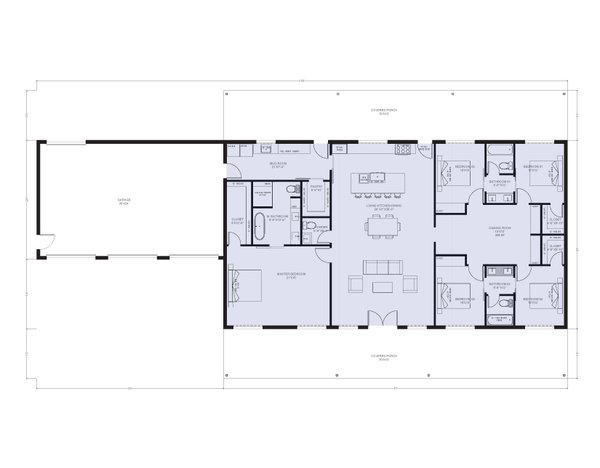 Barndominium Floor Plan - Main Floor Plan #1107-12