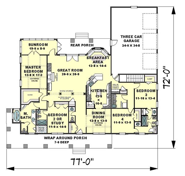 Architectural House Design - Craftsman Floor Plan - Main Floor Plan #44-186