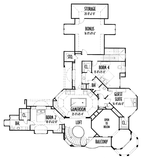 House Design - Classical Floor Plan - Upper Floor Plan #1021-4