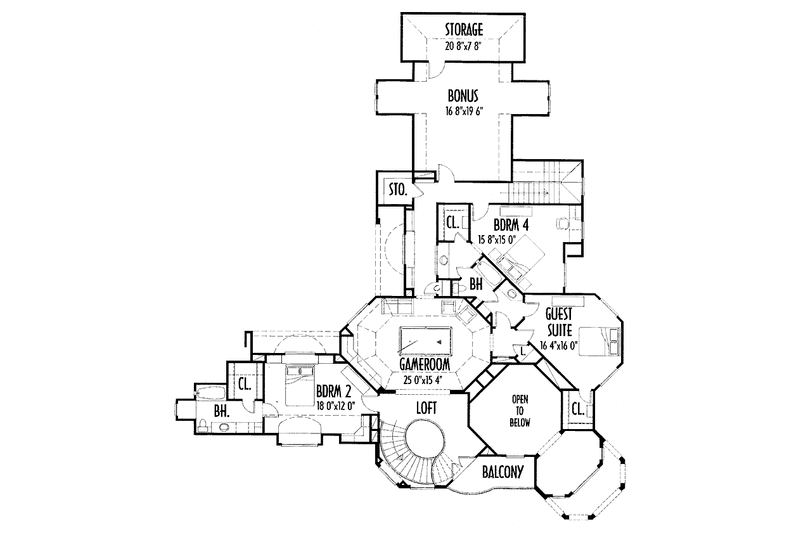 Home Plan - Floor Plan - Upper Floor for Classical House Plan #1021-4 - 4 bed, 3 bath