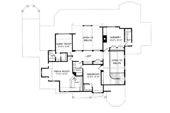 Floor Plan - Upper Floor for Craftsman House Plan #413-122 - 4 bed, 4 bath