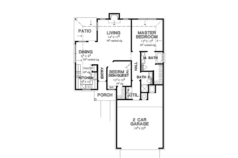 Home Plan - Floor Plan - Main Floor for Country House Plan #472-313 - 2 bed, 2 bath