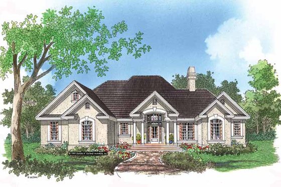 Exterior - Front Elevation 3 for Mediterranean House Plan #929-291 - 3 bed, 2 bath