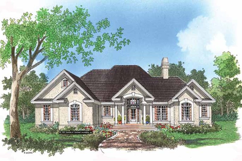 Home Plan - Exterior - Front Elevation 3 for Mediterranean House Plan #929-291 - 3 bed, 2 bath